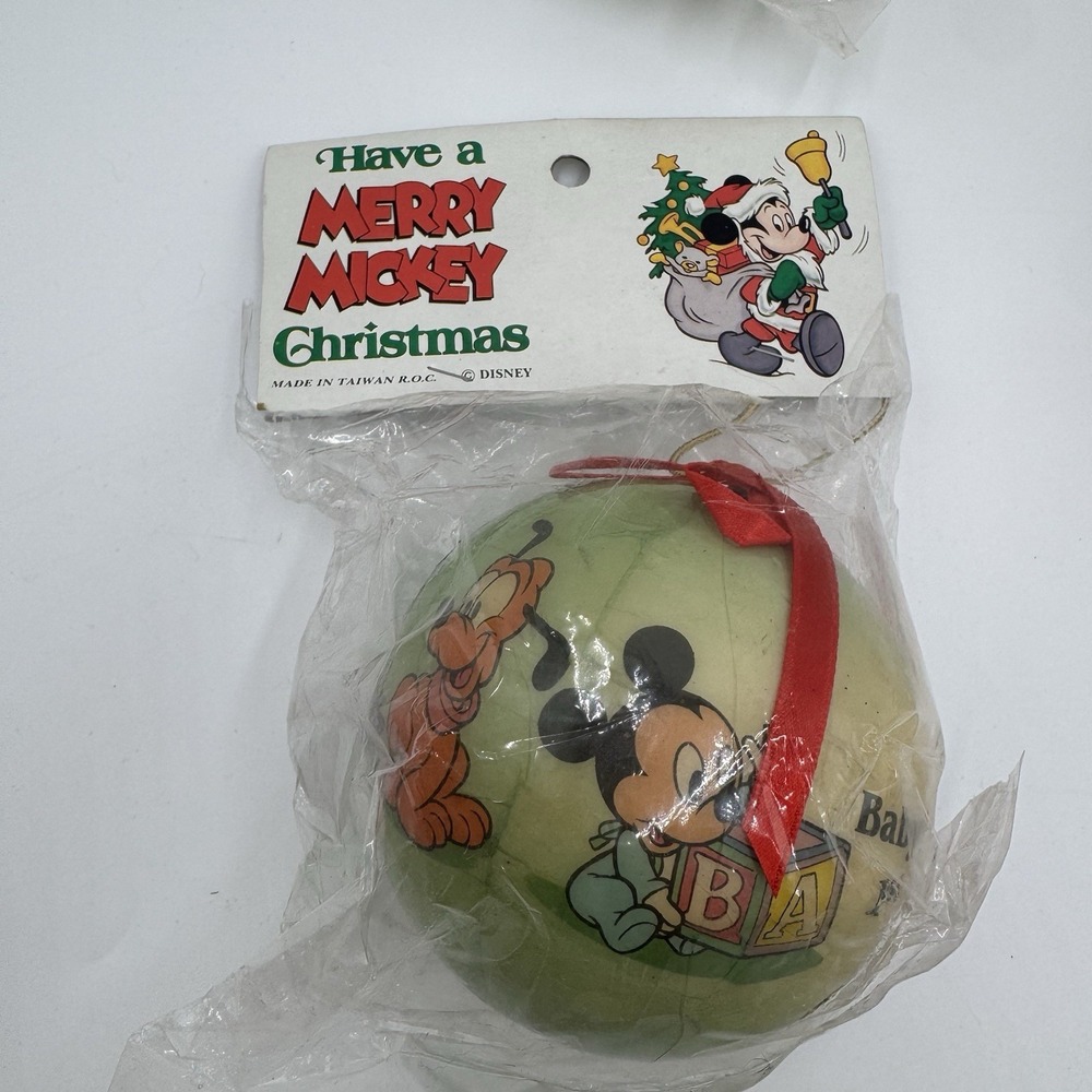 Vintage Disney Baby's 1st Christmas Ornament Lot 9 Mickey Minnie NOS Taiwan - Picture 13 of 16